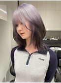 ルーツカラーラベンダーカラーレイヤーカットウルフカット