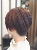 30代40代50代60代白髪ぼかしピンク系カラー　ベリーショートボブ