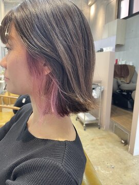 美容室ポール 西葛西店(PAUL) 春色ピンクカラー｜西葛西イヤリングカラー