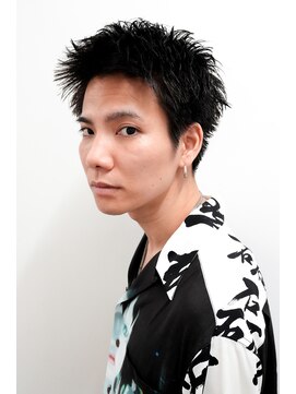 ヨファ ヘアー 芦屋店(YOFA hair) メンズカットアップバングスパイキーショートブルーブラック1004