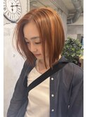 「クリアオレンジ×ボブ」ブリーチなしダブルカラー