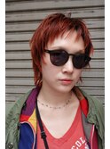 オレンジカラーのザクザクショートレイヤースタイル