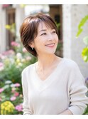 50代60代大人美人ショートボブ前下がり小顔艶感若見えヘア