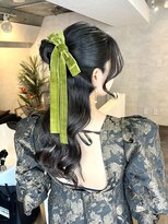 サンルーム(SUN room) 韓国アレンジハーフアップリボン巻き髪結婚式2次会ヘアセット