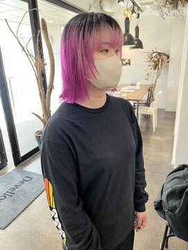 デヴェロペ(Devellope.) 【Devellope.】千葉担当　切りっぱなしボブ　ブリーチ　ピンク