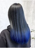 ブルー×裾カラー