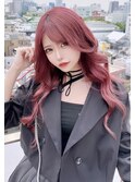 20代30代ソフトウルフ肩ラインダブルカラーピンクカラー