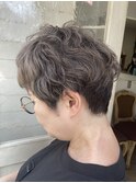 こなれグレイカラーハンサムショート刈り上げパーマ赤羽美容室