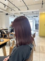 小森谷,ショコラブラウン,ボブルフ,ピンクヘアー小顔ワンレンj26