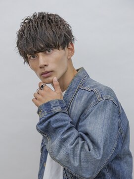 シティ(CITY) フェザーパーマブルーブラックサーフカールスパイキーショート