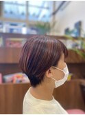 レッドハイライトショートボブ