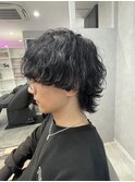 マッシュウルフ×波巻きパーマ