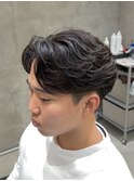 大分ニュアンスフェザーパーマセンターパート刈り上げ