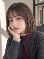 ユーフォリア 青山(Euphoria) ショートボブ丸みシースルーバンググレージュ青山
