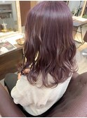 ピンクパープルのヘアカラー