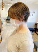 大人かわいい丸みショートひし形☆ベージュ系カラー20.30代人気