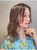 エアリーミディ/ミルクティーブラウン/小顔ロブ/20代30代40代