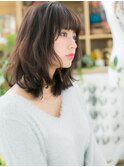 斜めバングインナーカラー小顔くびれヘアc5大宮20代30代40代
