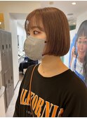 ワンレンボブ前下がりショート内巻きワンカール鎖骨ミディアム