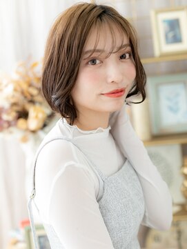 カバーヘア イヴ 戸頭店(COVER HAIR EVE) 丸みフォルムオンブレ小顔くびれヘアボブルフa戸頭20代30代40代