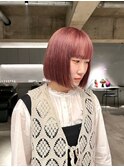 デザインカラーレイヤーカットウェットヘア夏オリーブベージュ