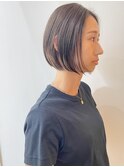 切りっぱなしボブ暗めカラーデザインカラー広島市美容院