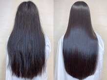 当店大人気の美髪【縮毛矯正】髪質改善プラチナストレート！触れたくなる手触り、艶めく後姿に◎