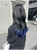 裾カラーロングウルフブルーラベンダーハッシュカット