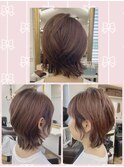 フェイス＆インナーピンクカラーのウルフヘア☆