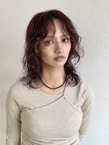 レクタ(recta) ウルフパーマ レッドブラウン 顔まわりカット レイヤースタイル
