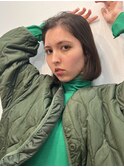 エメラルドグリーン×大人ボブ