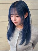 黒髪クラゲヘアーオリーブグレー小顔ココアベージュ