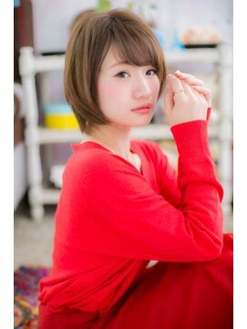 ヘアアンドビューティー ミック(Hair & Beauty miq) 斜めバングｘミルクティーカラー小顔ウルフボブc1