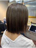 白髪ぼかしハイライト　ストレートボブ　30代40代50代60代