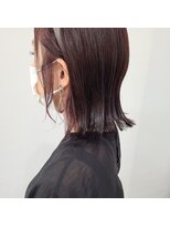 エイムヘアメイク 舟入店 切りっぱなしボブ×ネイキッドコーラルカラー