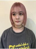 ぱつっとボブ/フェイスレイヤー/ピンクベージュカラー