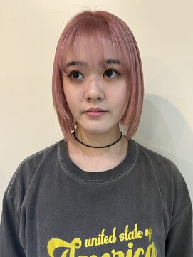 ナループロア ルームー(Nalu pu loa ROOMOO) ぱつっとボブ/フェイスレイヤー/ピンクベージュカラー