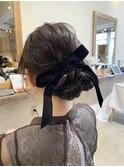 リボンを使ったヘアセット