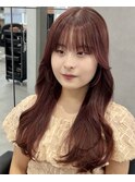 【顔周り似合わせカット】姫カットレイヤー/チェリーレッド