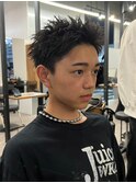 アップバング短髪ツイストスパイラルブリーチパーマツイスパ