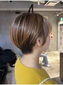 レディース丸みコンパクトショートワンカラーモカブラウンカラー