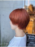 秋冬オススメ。オレンジカラー20代30代かわいいショートボブ