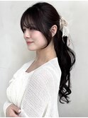 縮毛矯正/顔まわりカット/サイドバング/チョコレートブラウン