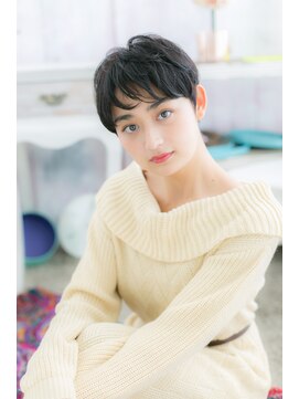 ミック 日暮里店(miq) カッコかわいい黒髪セシルカットでオシャレ上級者！b