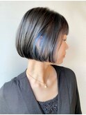 【morio原宿】インナーカラーボブ　ブルーヘアカラー