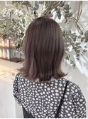髪質改善カラーラベンダーグレージュ切りっぱなしくびれボブ
