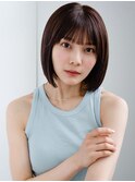 ◯ぱっつん前髪シンプルストレートボブパーマフェイスレイヤー