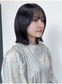 前髪アンブレラカラーこなれミディイメチェンウェーブパーマ