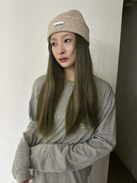 メゾンアクア 表参道(Maison ACQUA) ☆ブリーチなしダブルカラー オリーブ オリーブベージュ ボブ