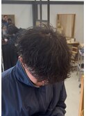刈り上げツーブロック波巻きスパイラルパーマメンズマッシュ
